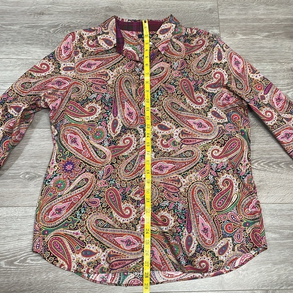 NWOT Chaps No Iron Paisley Long Sleeve Button Down Blouse XL - Picture 9 of 16